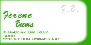 ferenc bums business card